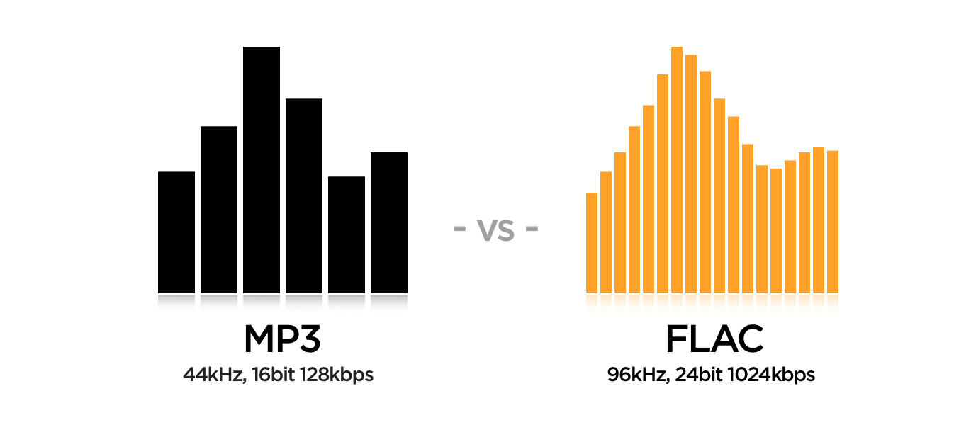 FLAC vs. MP3. Audio bit rates