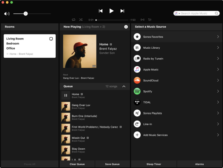 Sonos app Music Source