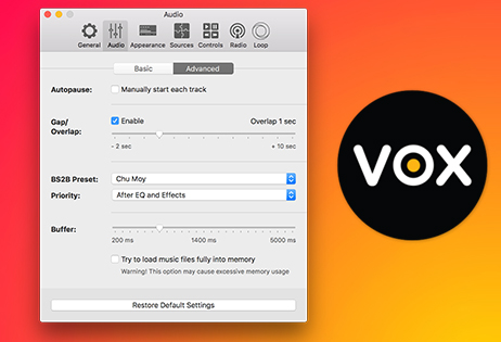 VOX Premium – Advanced Audio Settings